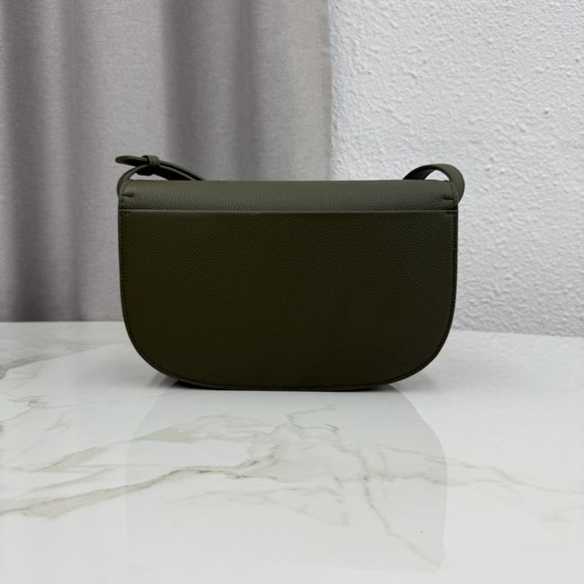 Medium Dior Medaillon Flap Bag Grained Calfskin M3920QD Khaki