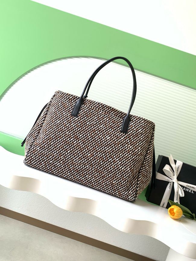 Chanel 26S Grained Calfskin Shopping Bag AS6289 black&Fabric