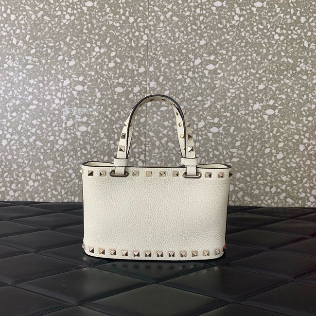 VALENTINO ROCKSTUD mini grained calfskin bag SHI16 Ivory