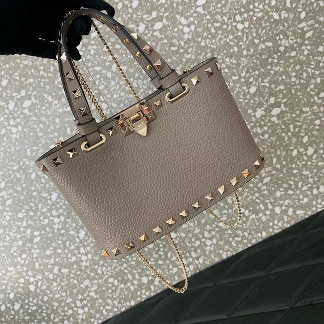 VALENTINO ROCKSTUD mini grained calfskin bag SHI16 gray